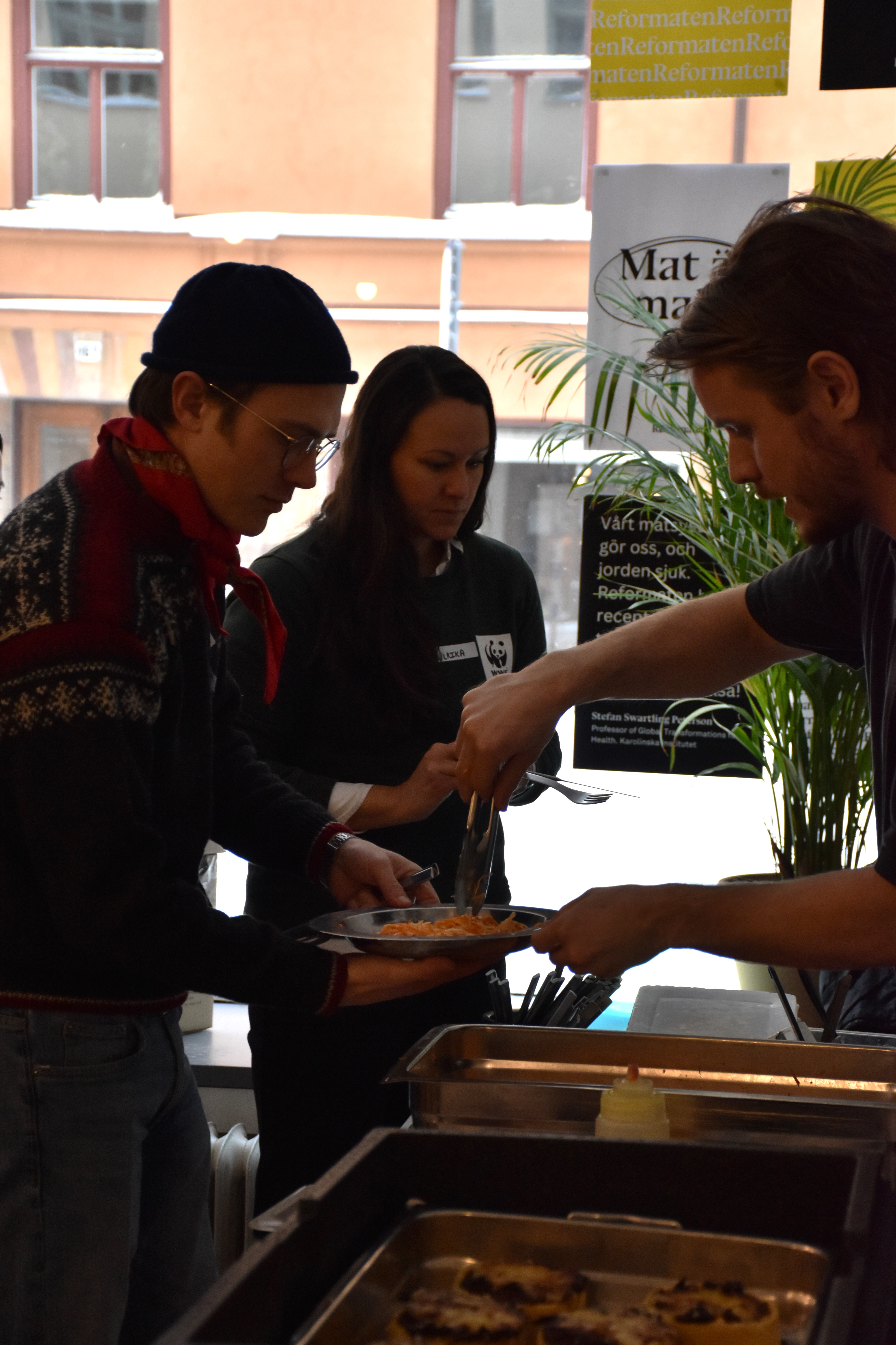 Participants getting food at assembly 3