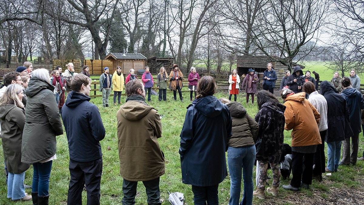 People gathering in a circle