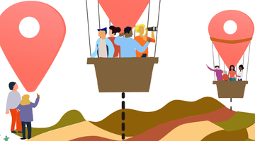 a visual with baloons