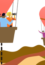 a visual with baloons