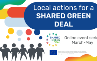 A visual saying Local actions for a SHARED GREEN DEAL + Webinar series