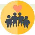 A visual of of some drawn people and a hear