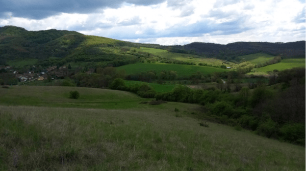 A picture of green hilly tops